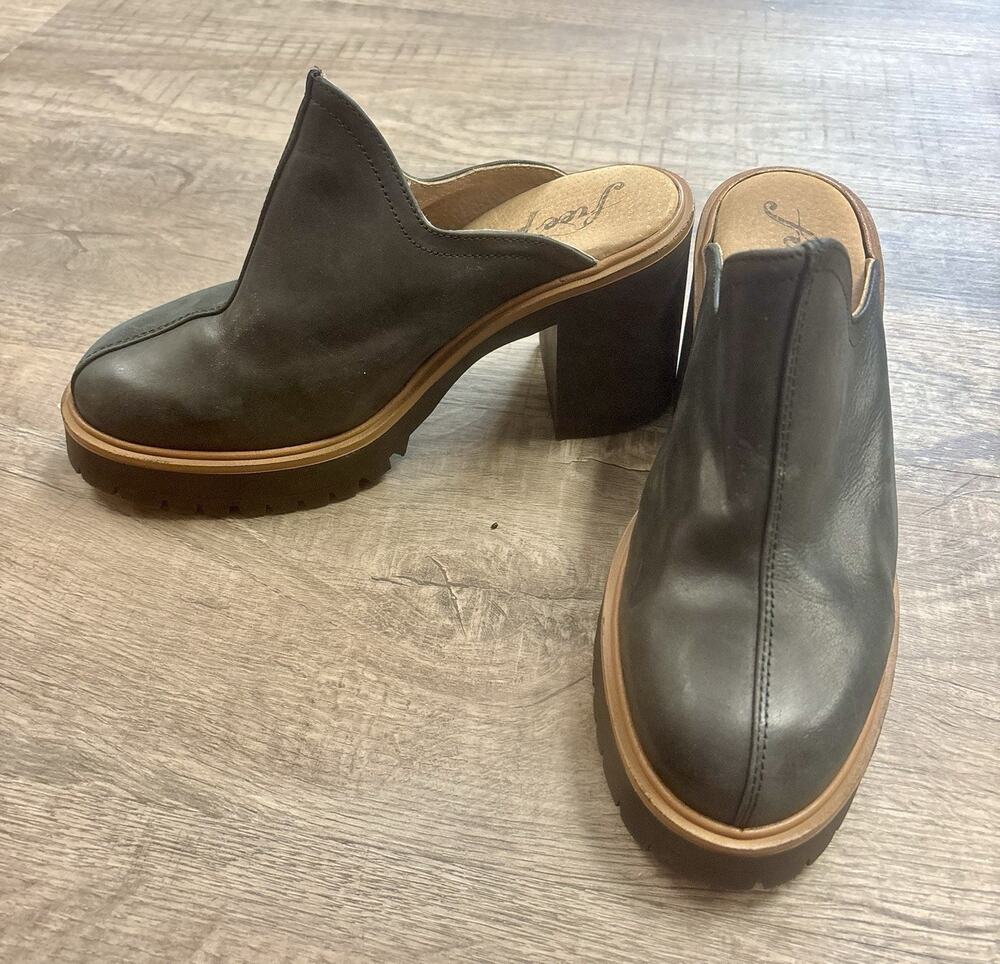 Free People Women’s James Slip-On Mule Black Leather Platform Sole 8.5 EU 38.5
